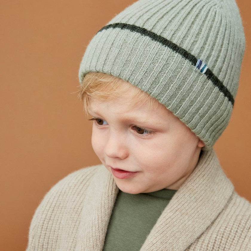Merino Cashmere Ribbed Rolled-Up Beanie