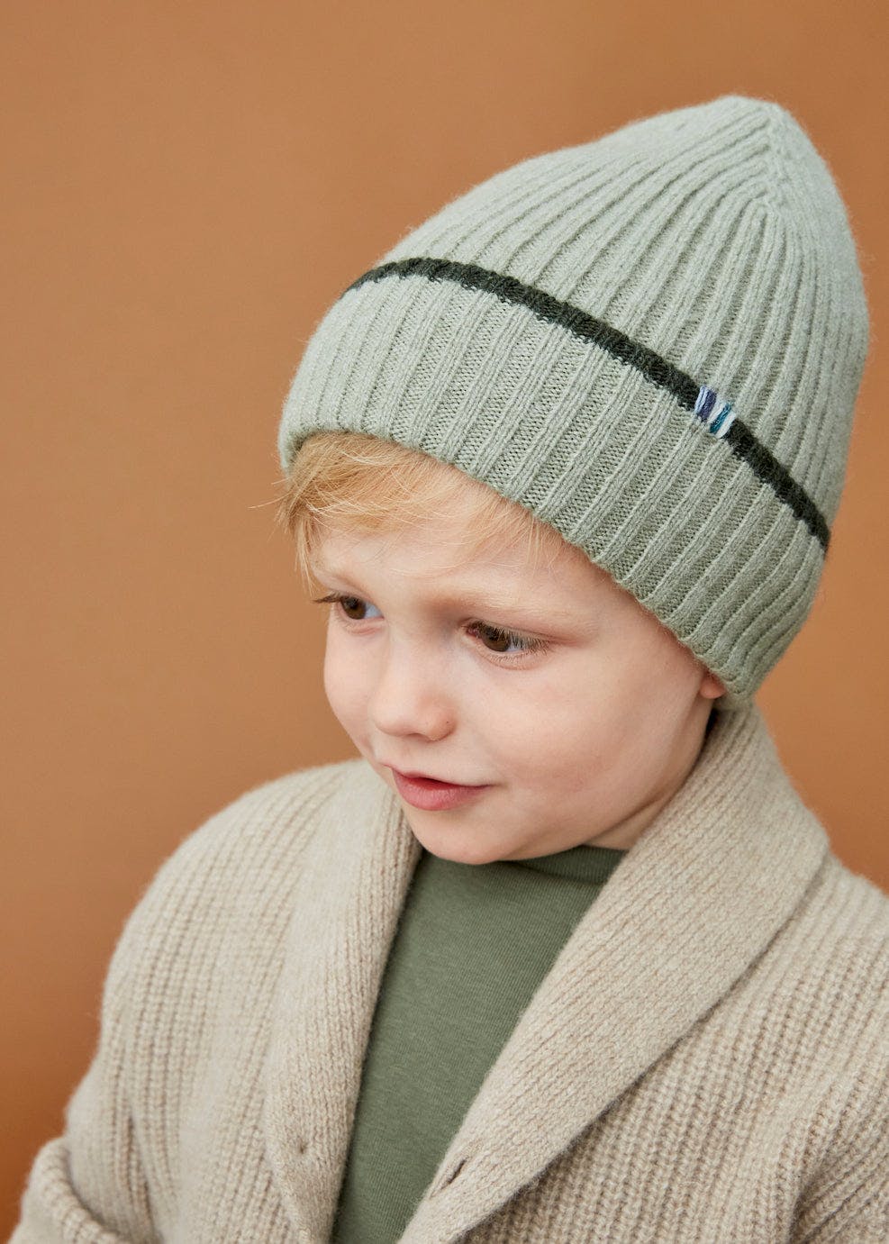 Merino Cashmere Ribbed Rolled-Up Beanie