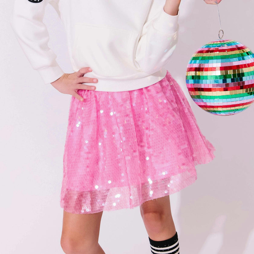 Bubble Gum Hot Pink Sequin Skirt