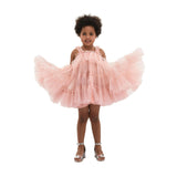 Light Pink Isoldea Tulle Ruffle Dress