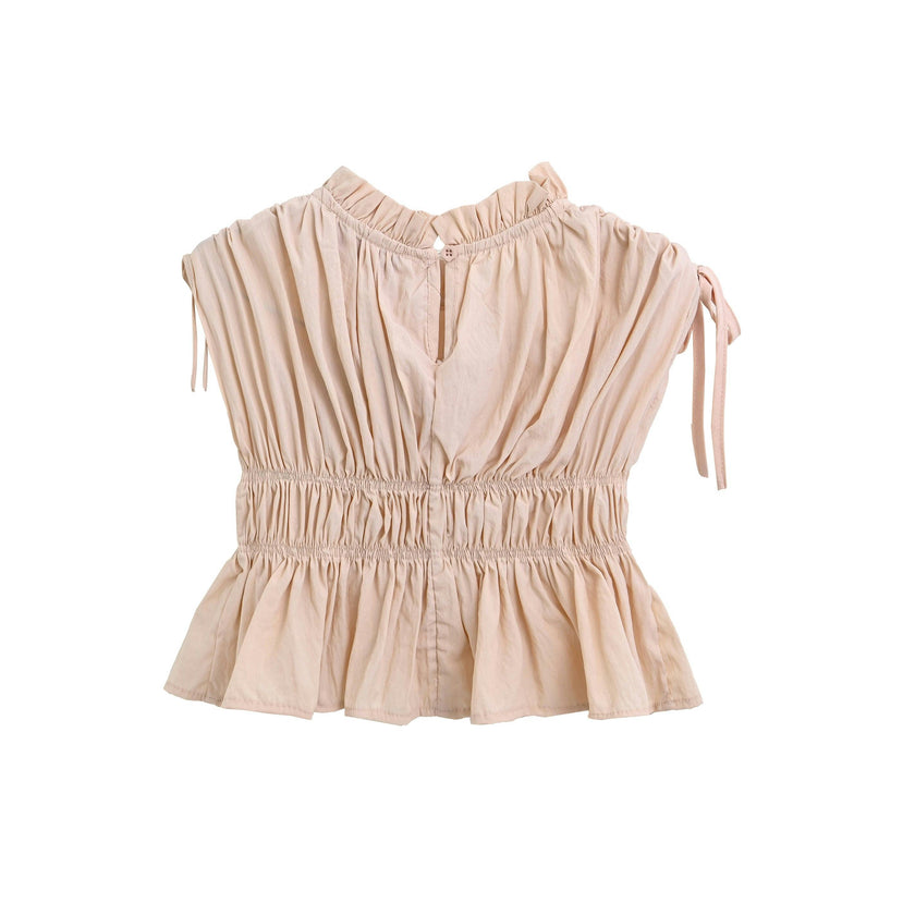 Beige Ruffle Bow Outfit Set