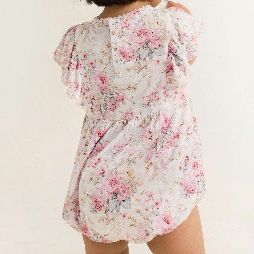 Roberta Flutter Sleeve Picot Bubble Romper