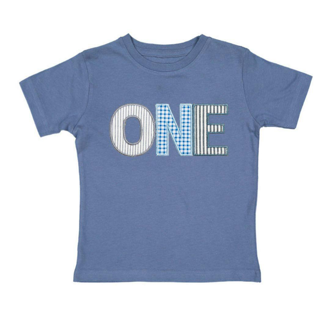One Patchwork Patch Short Sleeve T-Shirt - Indigo