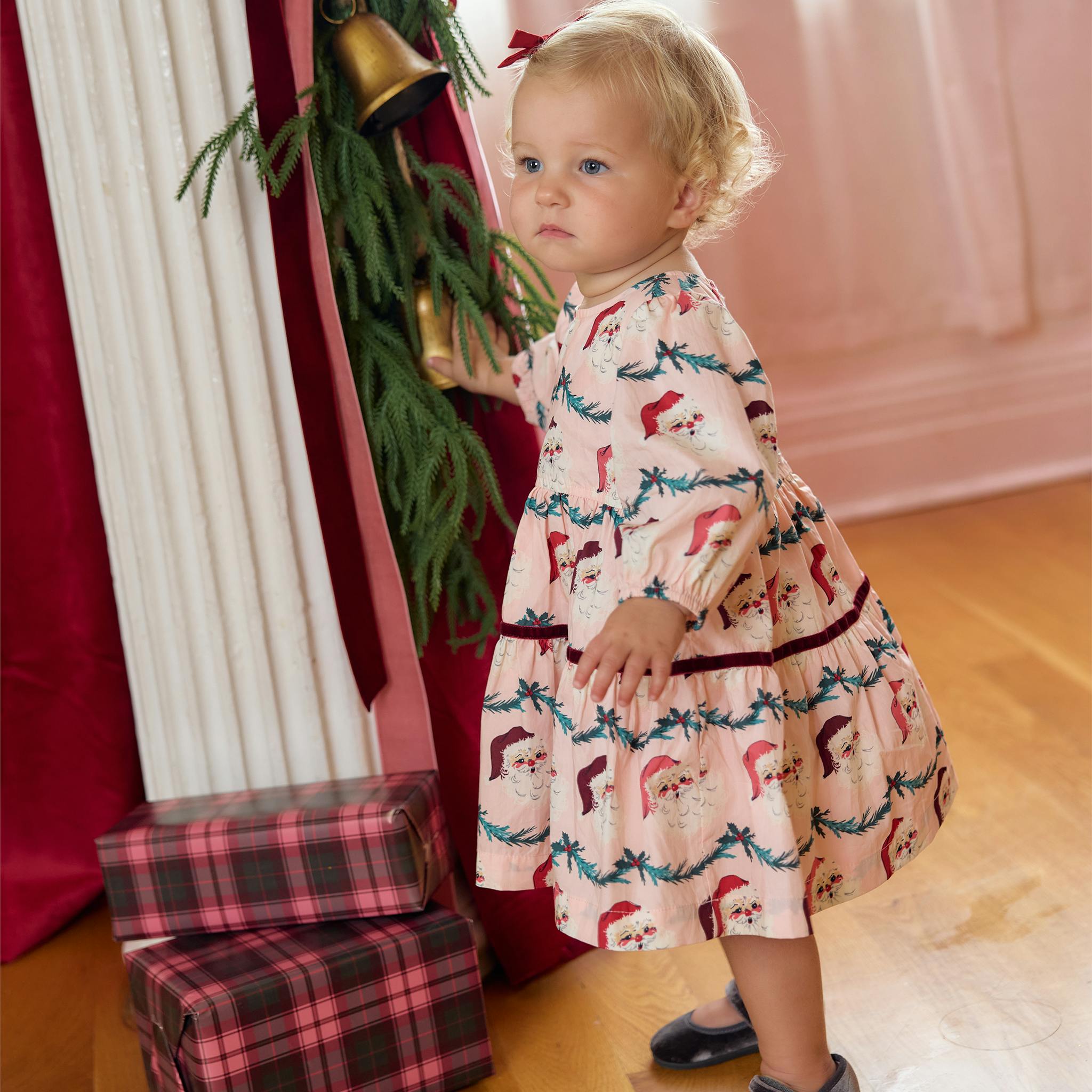 Baby Girls Maribelle Dress Set - Santa Garland