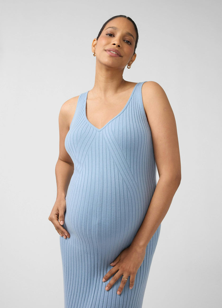 Sleeveless Rib Sweater Maternity Nursing Midi Dress