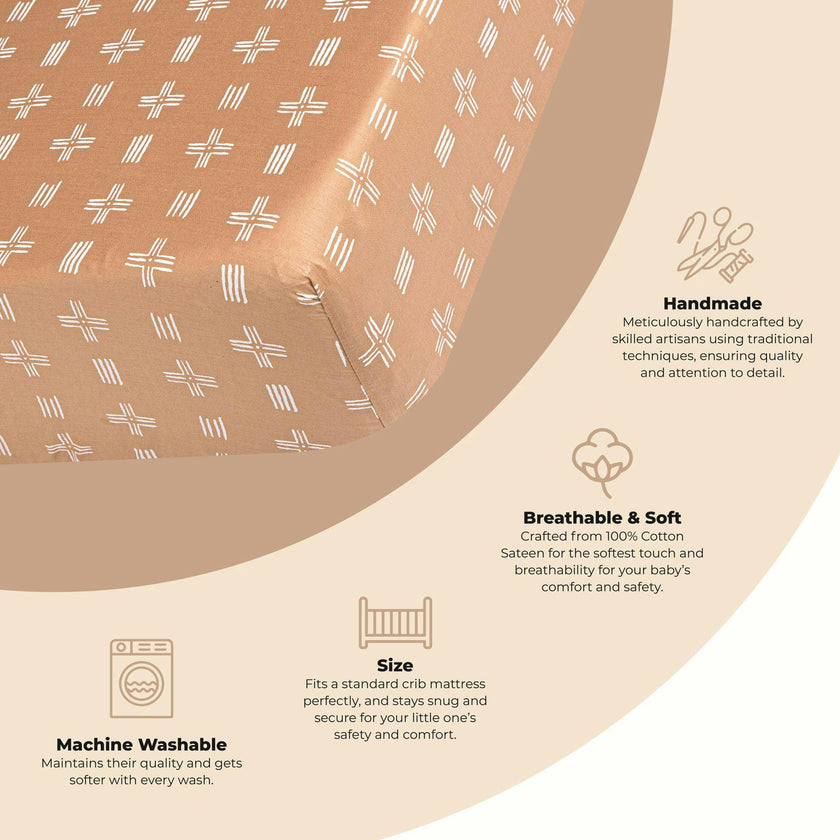 Kendi Copper Dash Cotton Fitted Crib Sheet