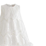 White Fiora Ruffle Sequin Dress
