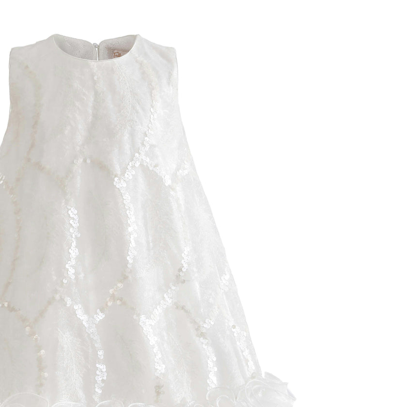 White Fiora Ruffle Sequin Dress