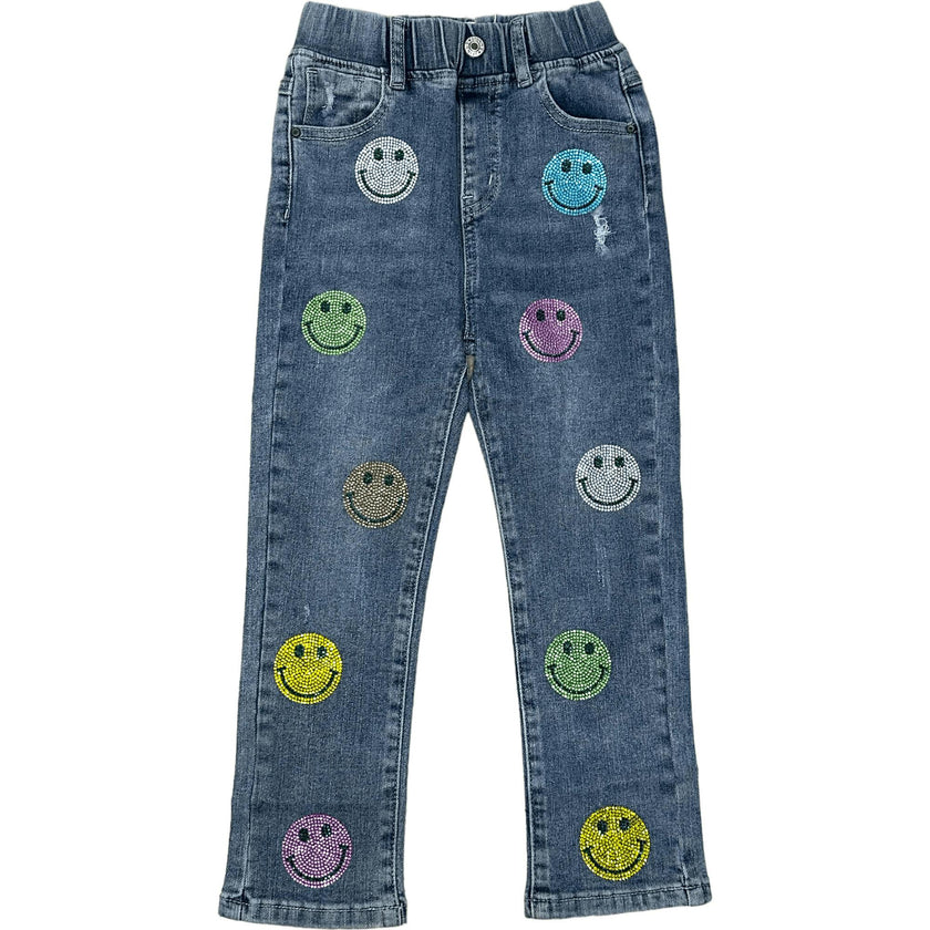 All-Over Crystal Emoji Patche Skinny Jeans