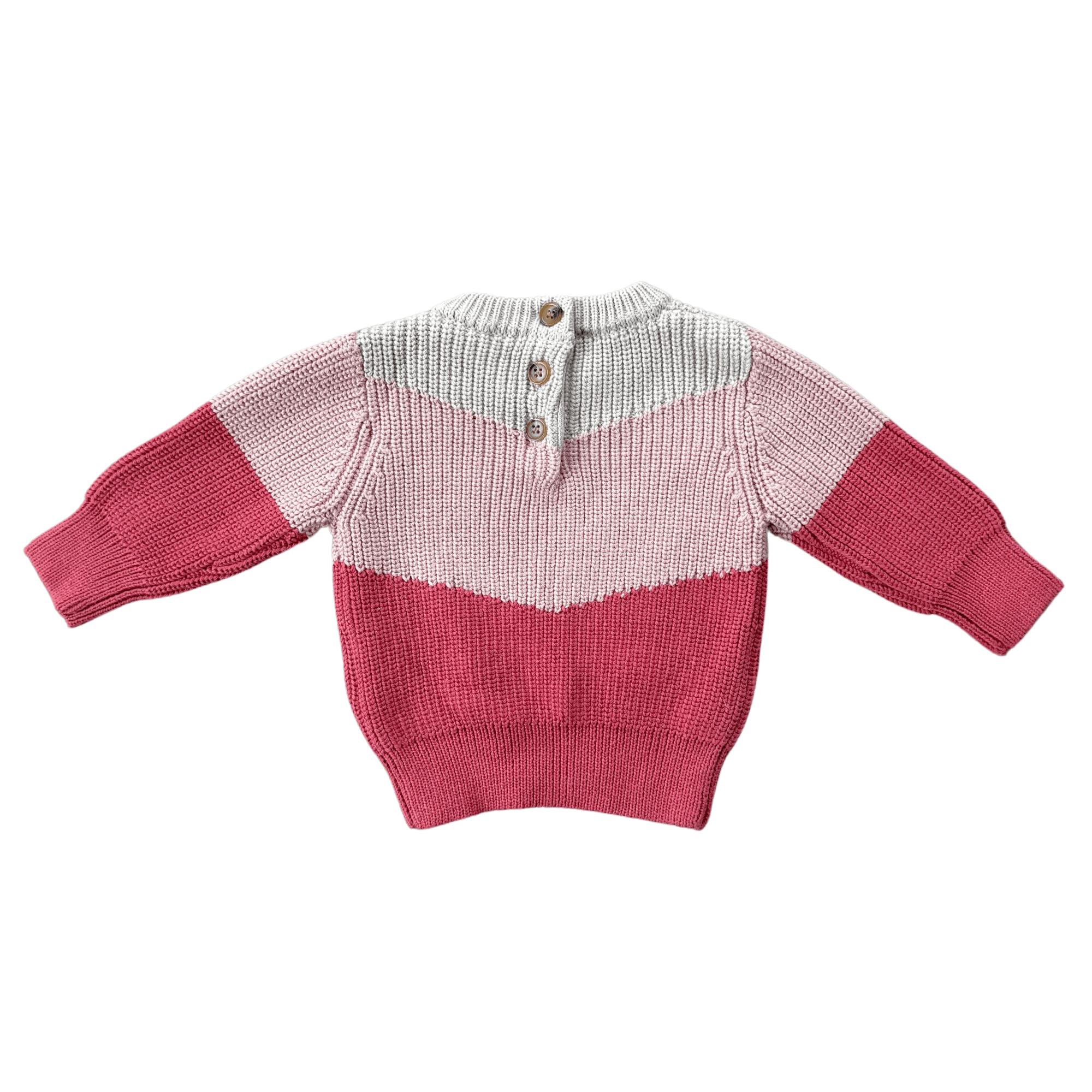 Girls Colorblock Knit Sweater in Misty Rose