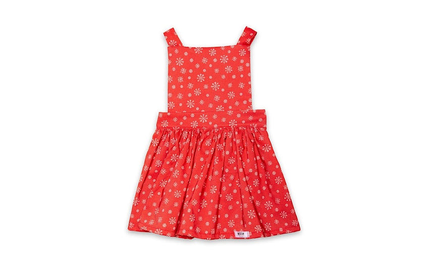 Pinafore Print Elastic Waist Full Skirt Dress