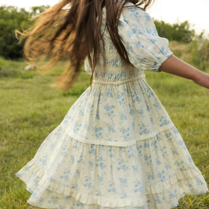 Mini Roselyn Dress in Ivory Porcelain Fleur