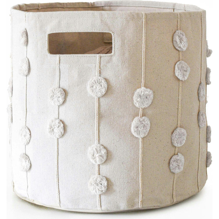 Handmade Canvas Storage Basket Pom Pom