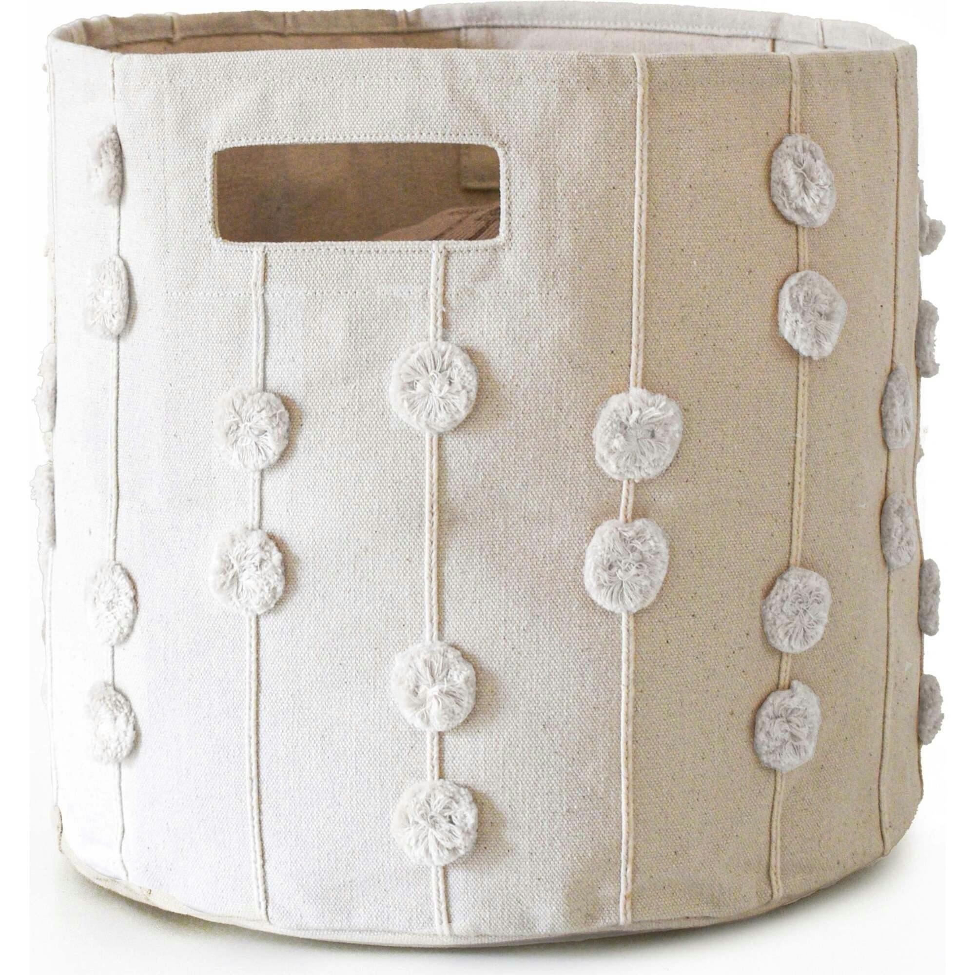Handmade Canvas Storage Basket Pom Pom