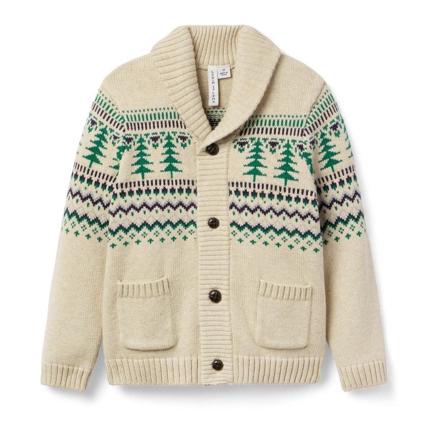 The Evergreen Fair Isle Cardigan, ivory