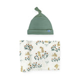 Stretch Knit Swaddle and Hat Set - Bunnies and Tulips