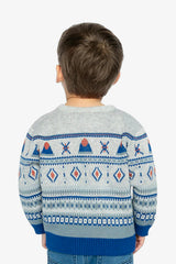 Jacquard Knit Sweater Blue And Beige