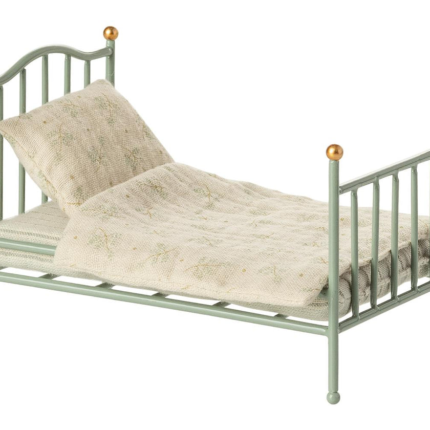 Vintage single bed, Mouse - Mint