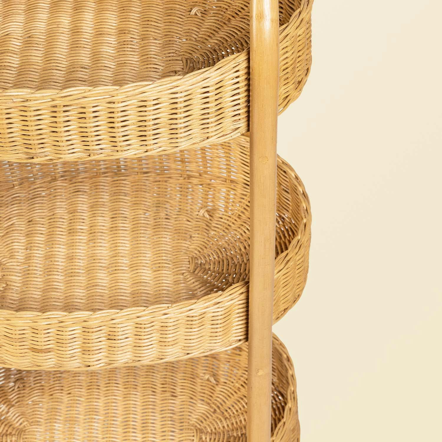Con Handcrafted Rattan Utility Cart Trolley - Wicker