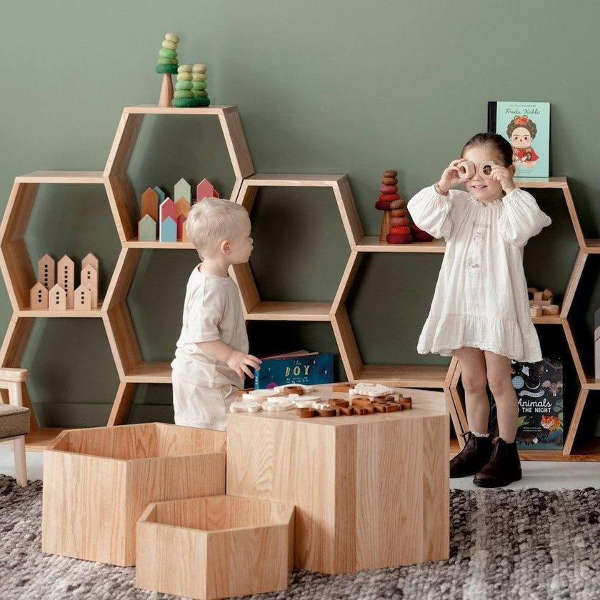 Hexagon Nesting Tables (Set of 3) | Solid European Oak