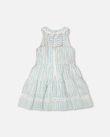 Multi-Tiered Dress White And Blue Stripes