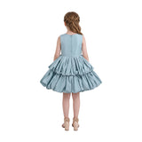 Blue Marina Satin Tiered Dress