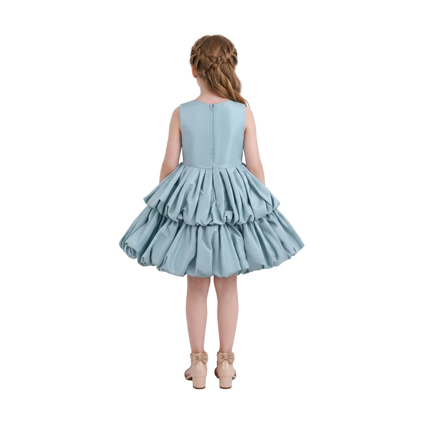 Blue Marina Satin Tiered Dress