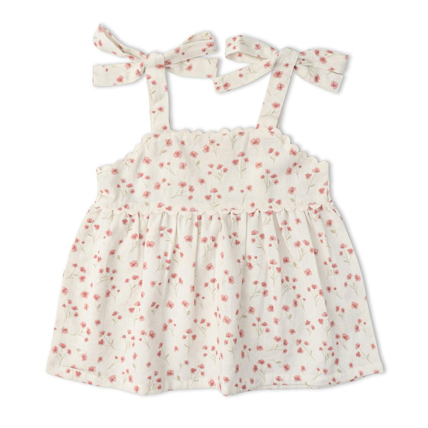 Organic Tie Up Top & Shorts Set - Pink Bloom