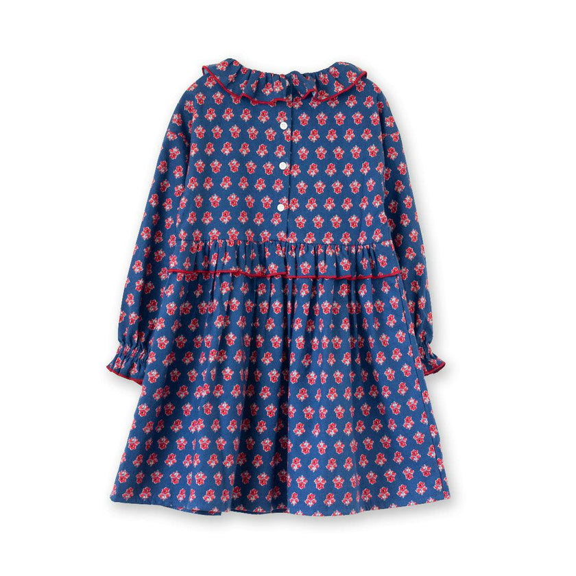 Girls All-Over Print Ruffle Collar Long Sleeve Dress