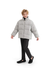 Gray Puffer Jacket with High Collar