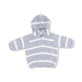 Chenille - Grey & Ivory Stripe Hooded Jacket