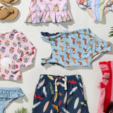 Girls Rash Guard Set - Multi Flower Drop