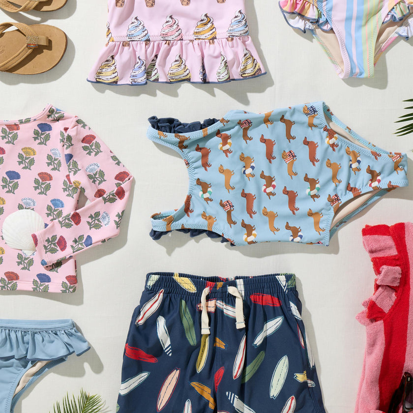 Girls Rash Guard Set - Multi Flower Drop