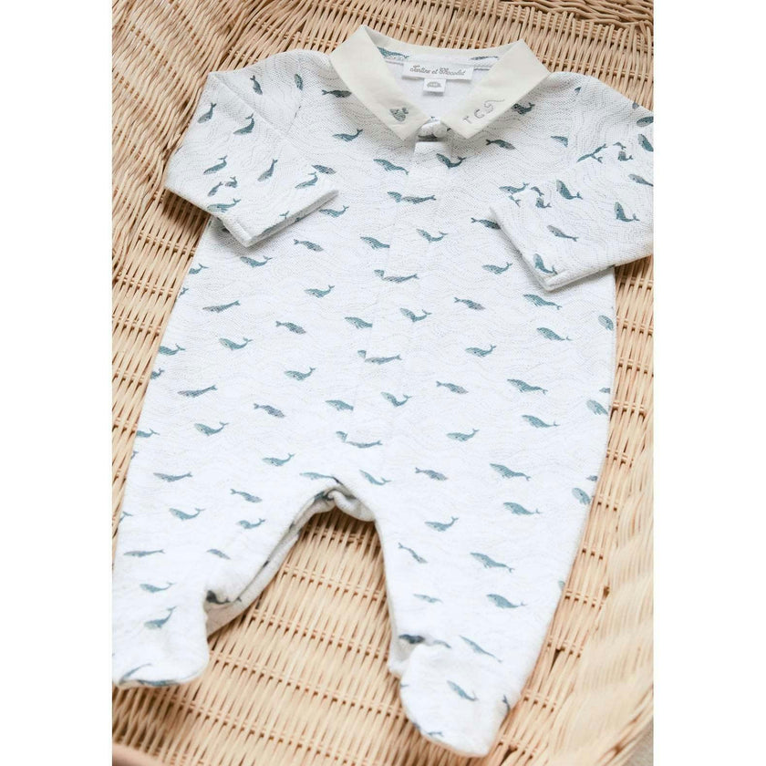TARTINE ET CHOCOLAT Whale Whale Whale Footed Pajamas