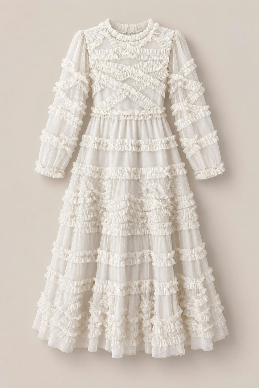 Mini Sinead Dress in Ivory Gilded Tulle