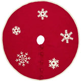 Handmade Snowflakes Red Christmas Tree Skirt Felt 60" / 72" Arcadia Home