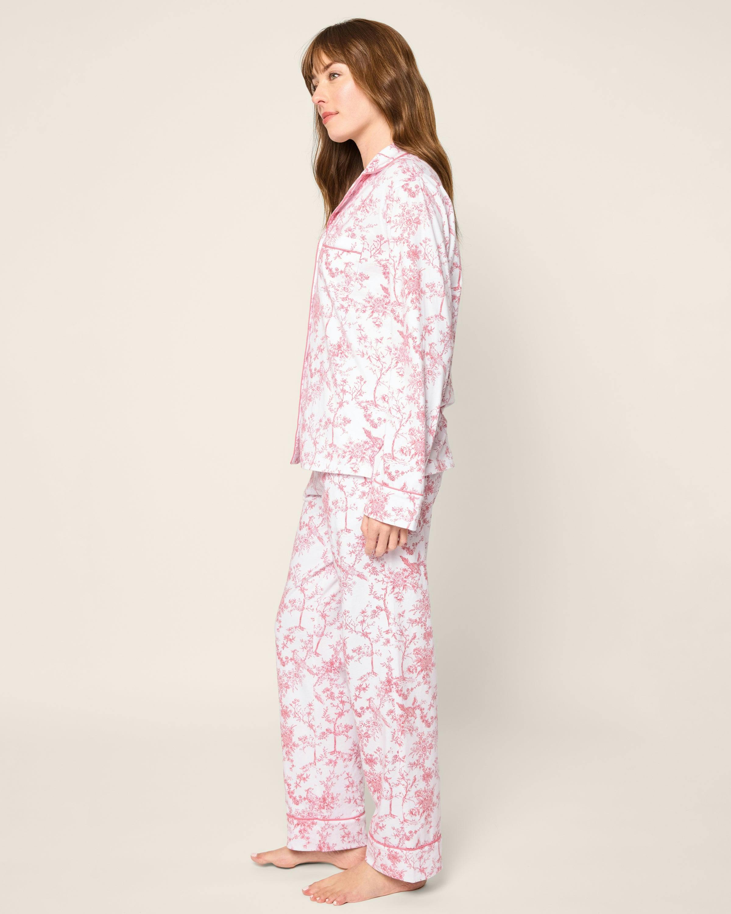 Women's Pima Pajama Set in Pink Timeless Toile