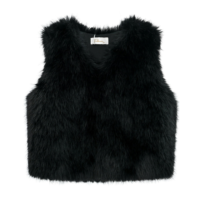 Black Faux Fur Chic Vest