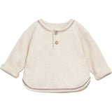 Contrast Hem Waffle Knit Henley Neck Long Sleeve 2-Front Button T-Shirt