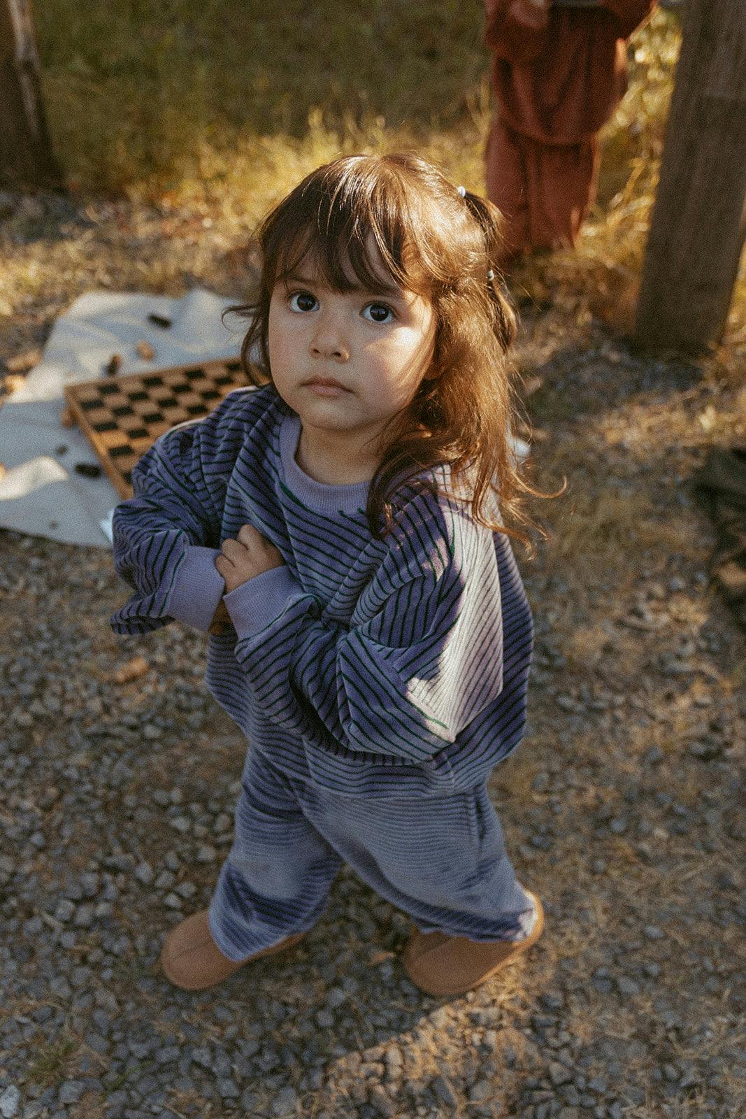 Daryl Set in Thin Purple Ash Stripe