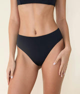 The 90s High Waist Bikini Bottom - Eco Nylon - Black