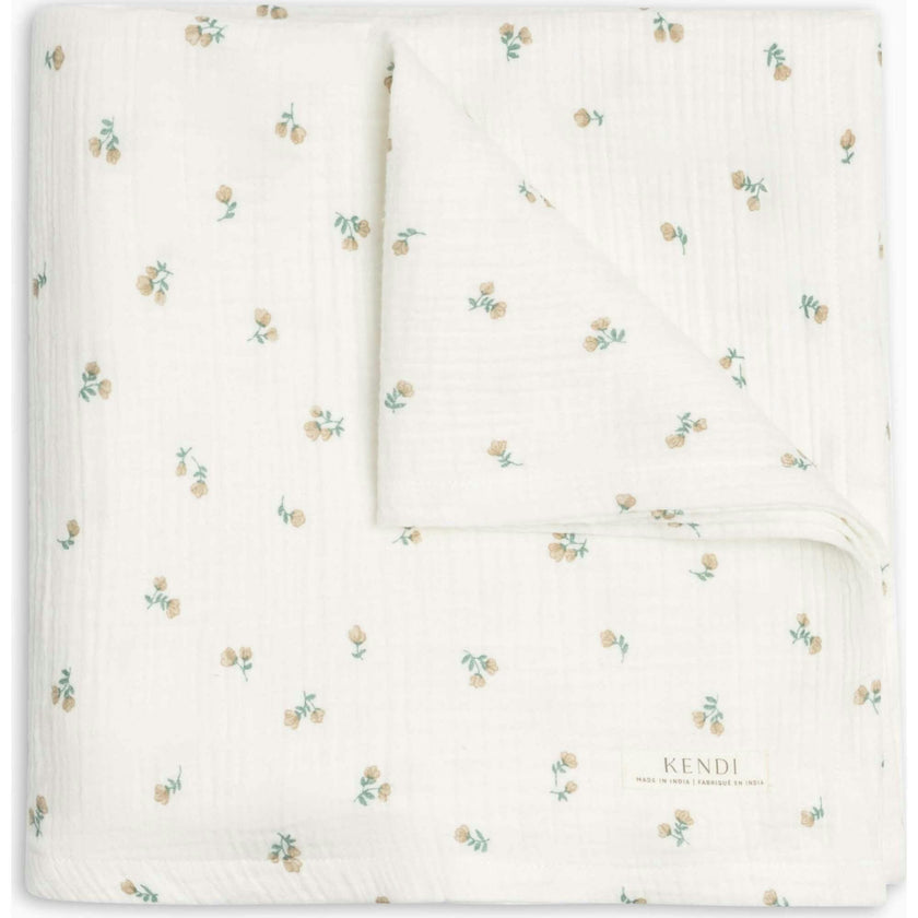 Muslin Swaddle Blanket - Palmer Floral / Dune + Laguna