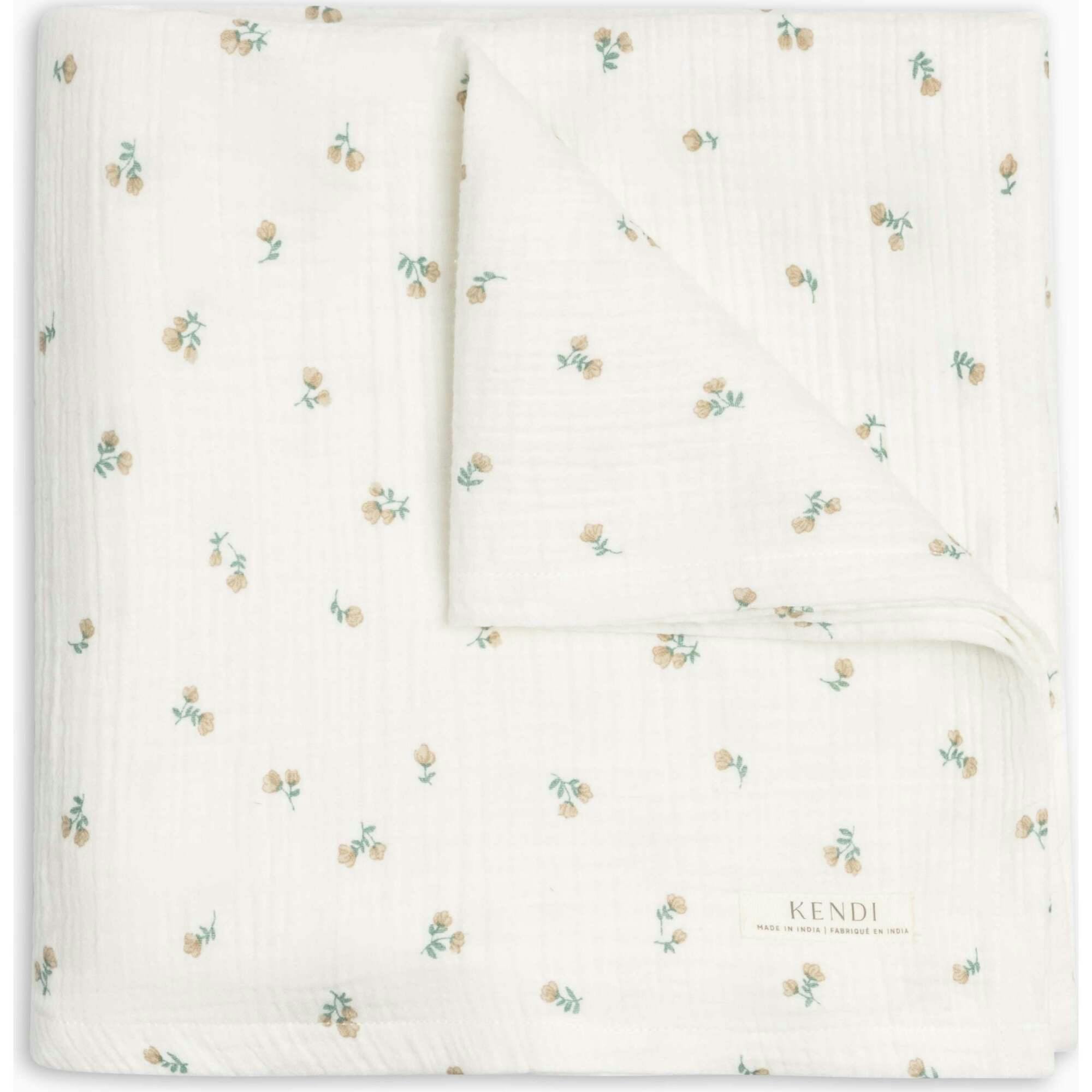 Muslin Swaddle Blanket - Palmer Floral / Dune + Laguna