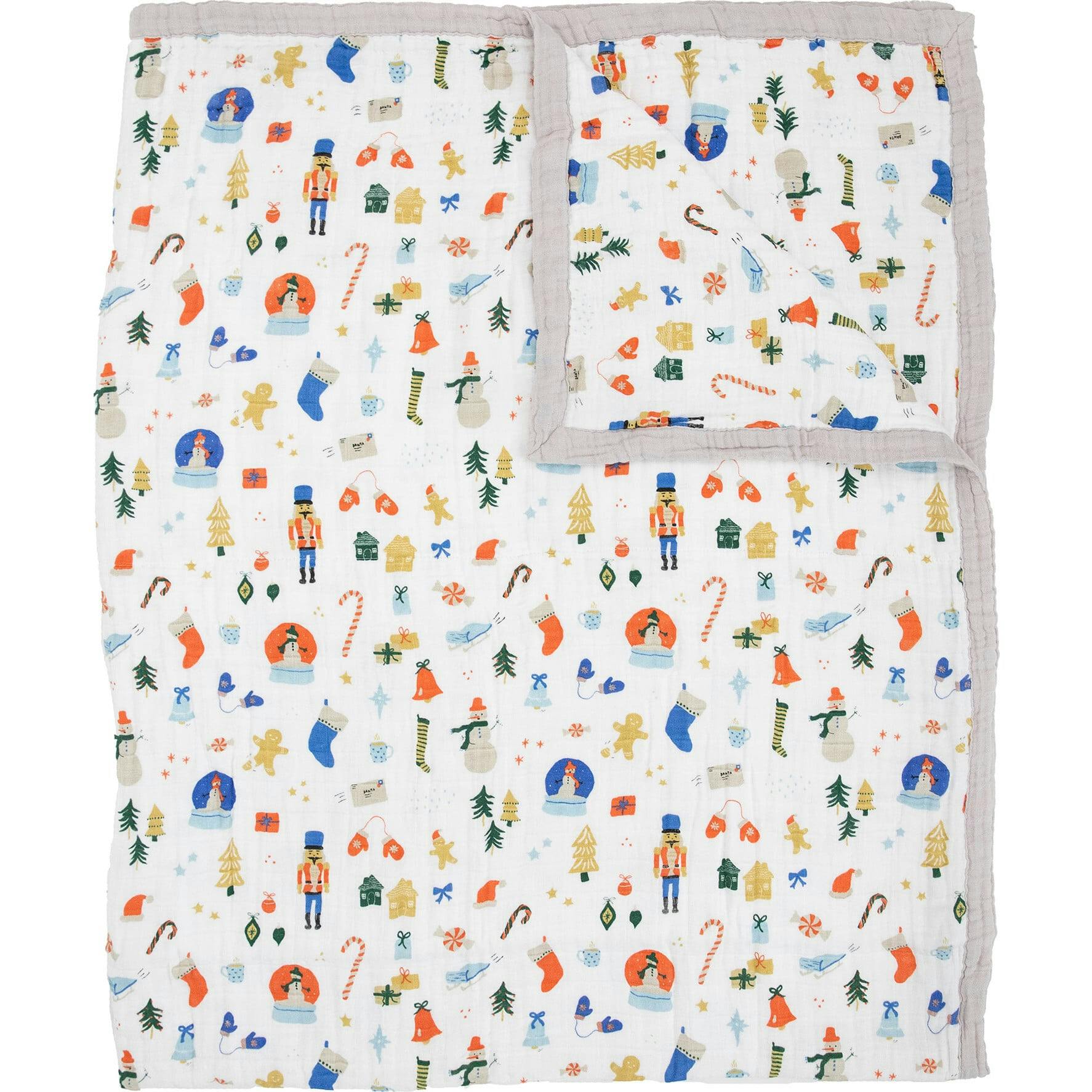 Cotton Muslin Quilted Throw - Christmas Time