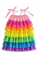 Neon Sequin Ruffle Dress
