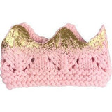 Aiden Hand-Knit Crown, Pink with Gold