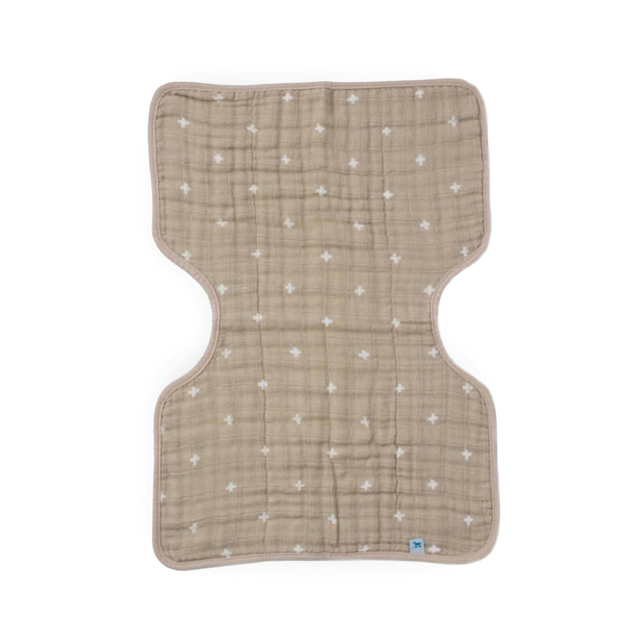 Cotton Muslin Burp Cloth - Taupe Cross