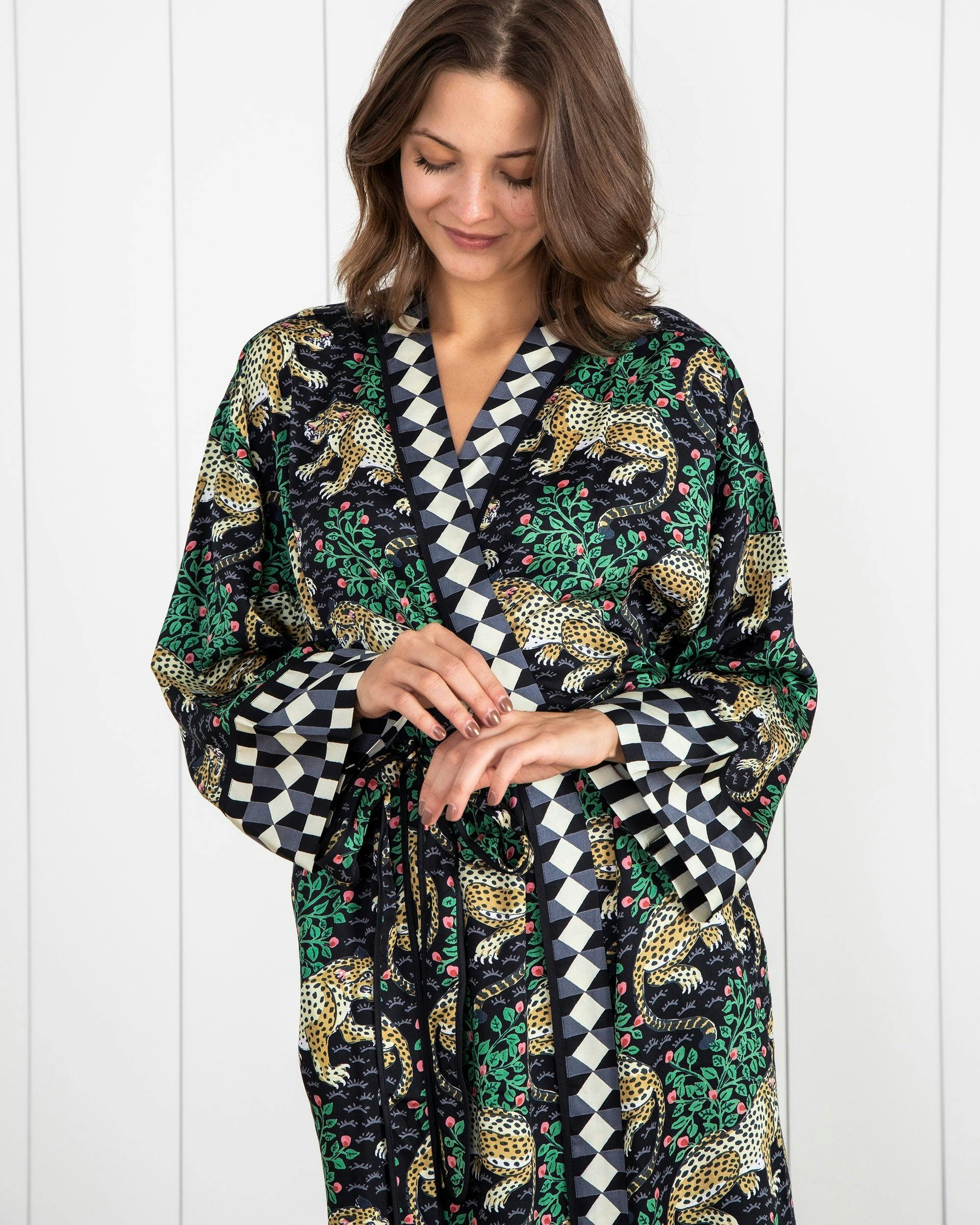 Bagheera - Eco Satin Robe - Ink