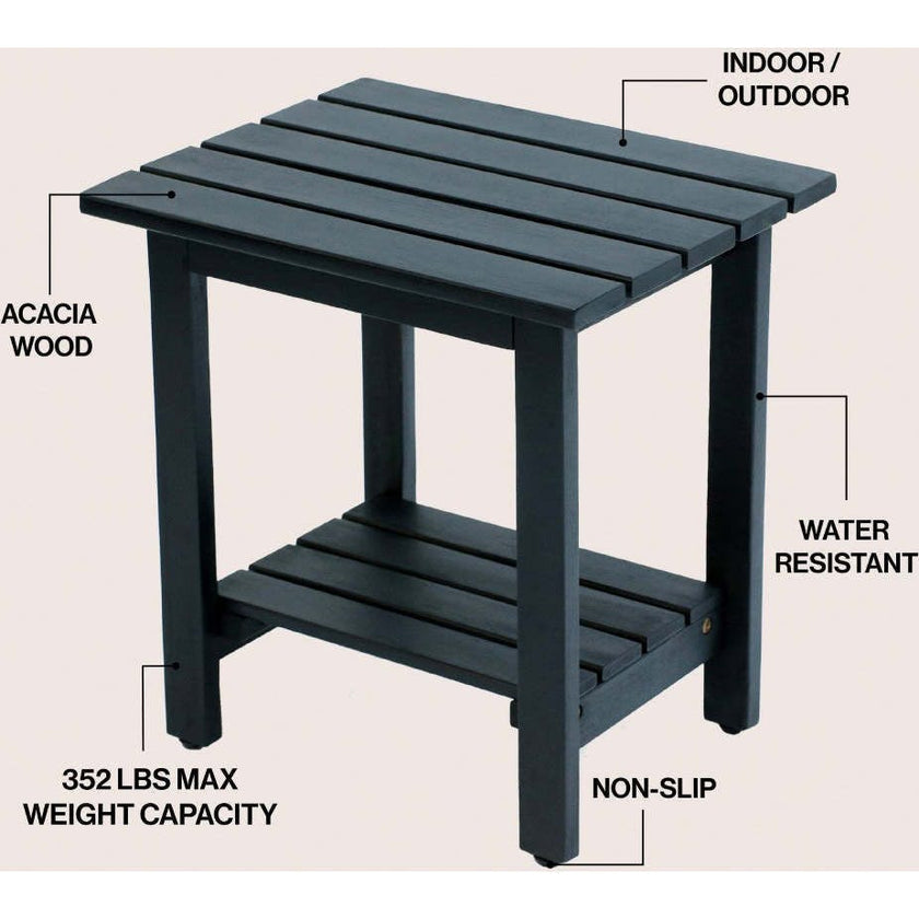 Kellie 16.1" Cottage Classic Slatted Solid Acacia Wood Indoor/Outdoor Shower Bench with Shelf