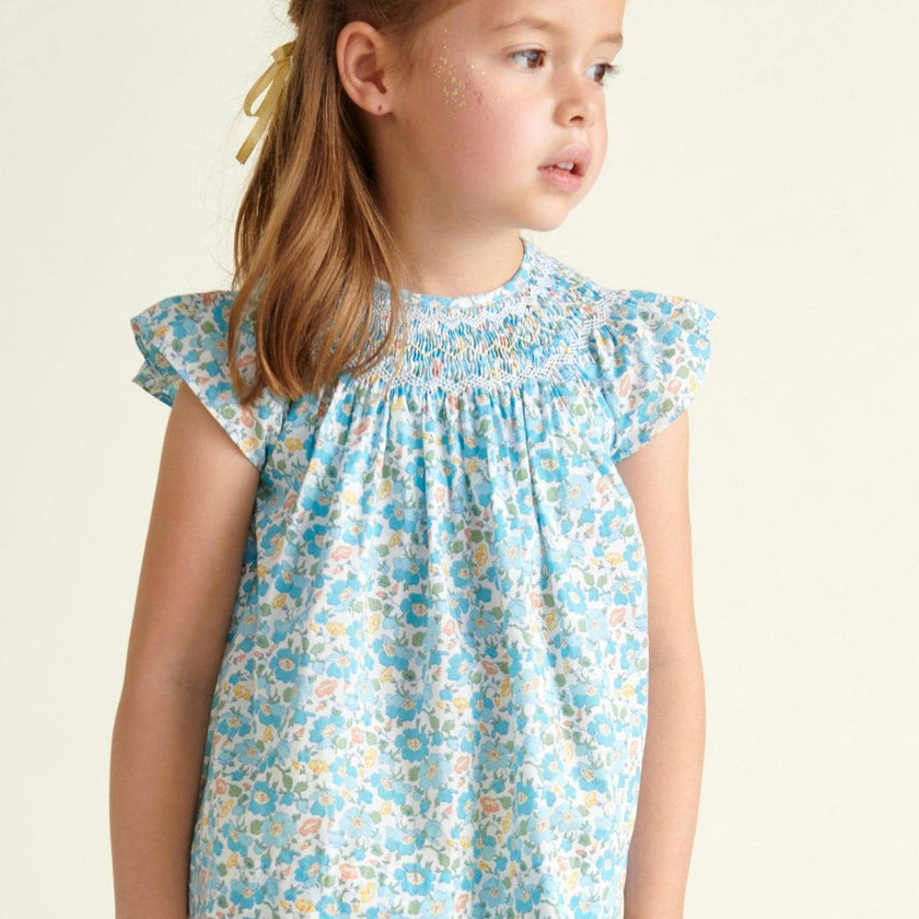 Made With Liberty Fabric Smocked Girls Blouse Soleil